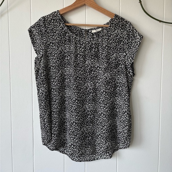 Joie 100% Silk Black White Cap Sleeve Blouse - Picture 1 of 5